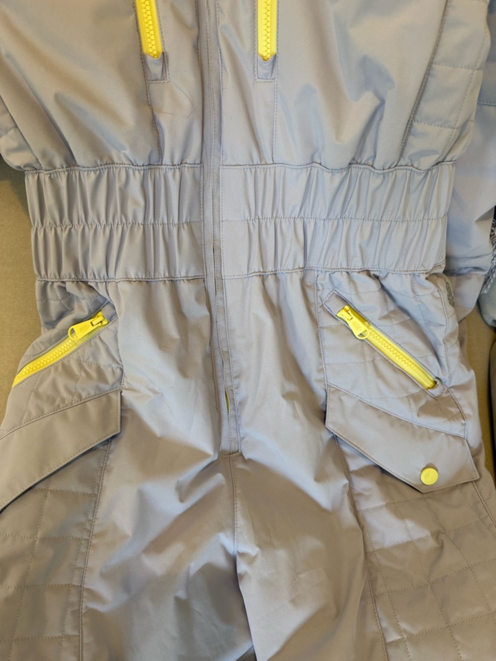 Free People Light pale Blue/Purple Ski One-Piece with Yellow Zippers - Picture 3 of 4